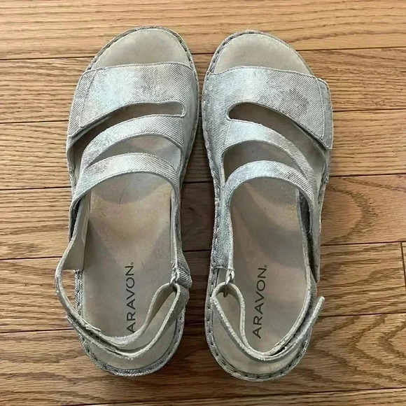 [10]Aravon womens Cambridge  3 Strap Wedge Sandal - Picture 2 of 7